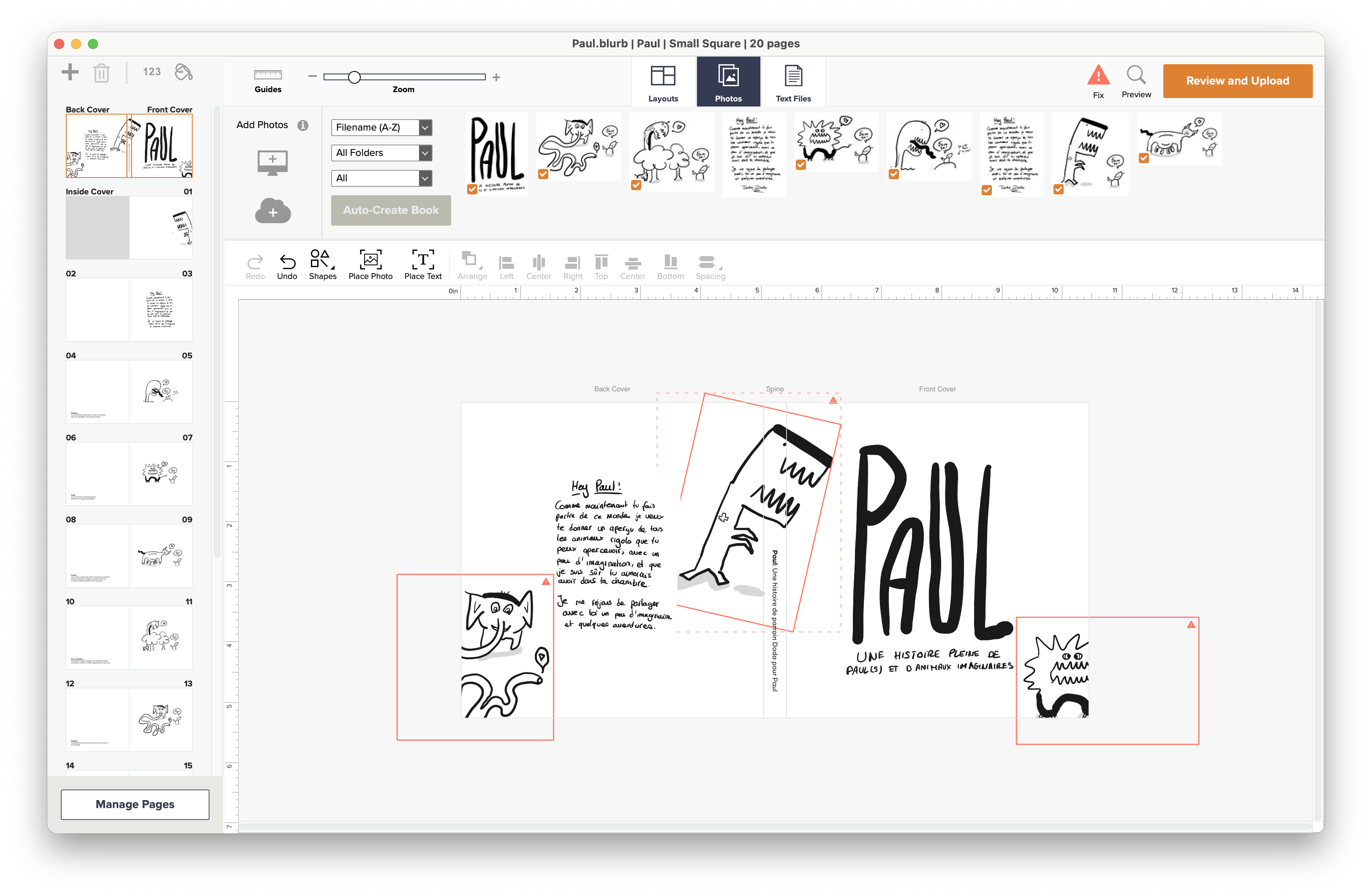 A screenshot of the Bookwright app showing a children book made for my Godson