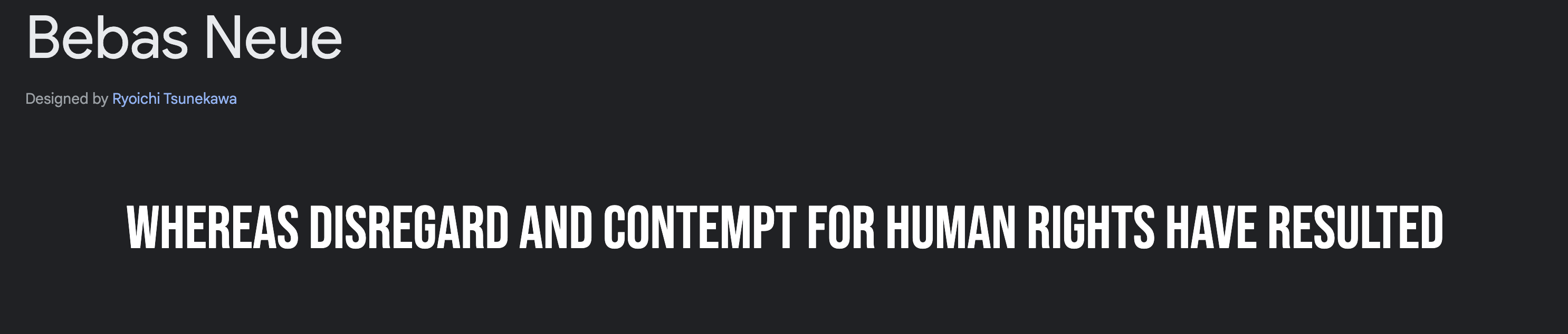 Bebas Neue in Google Fonts