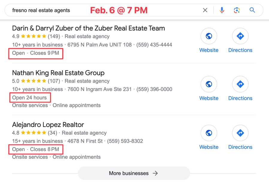 screenshot of Google search results