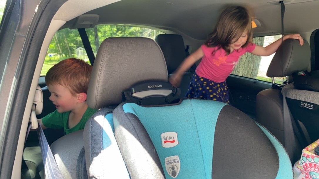 Kids getting out of the car