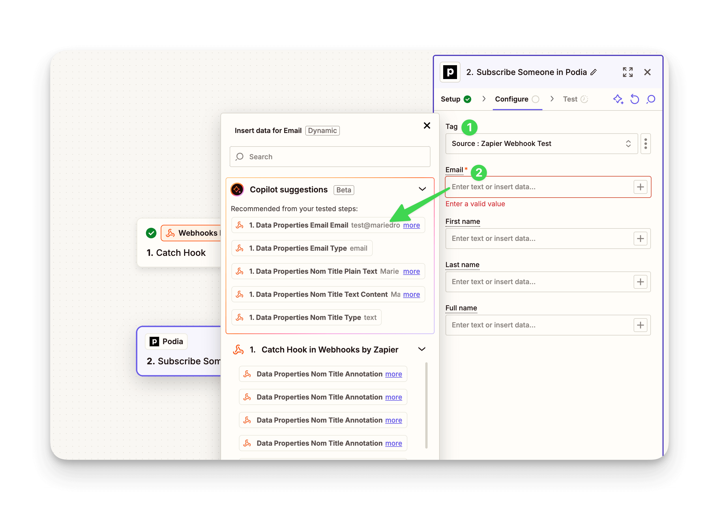 Relier les données entre notion et podia sur Zapier