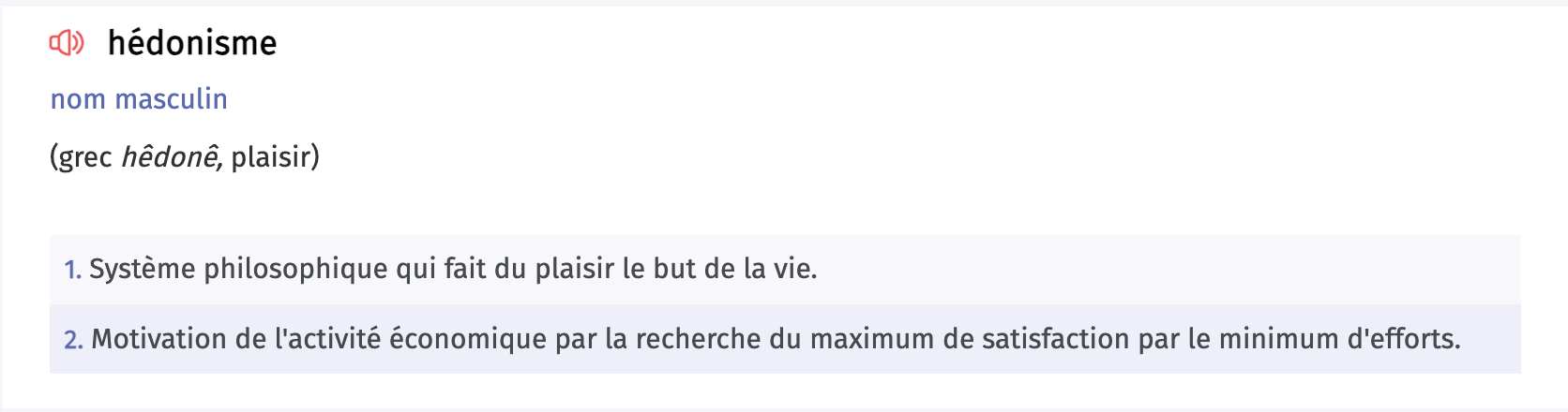 La définition de l'hédonisme