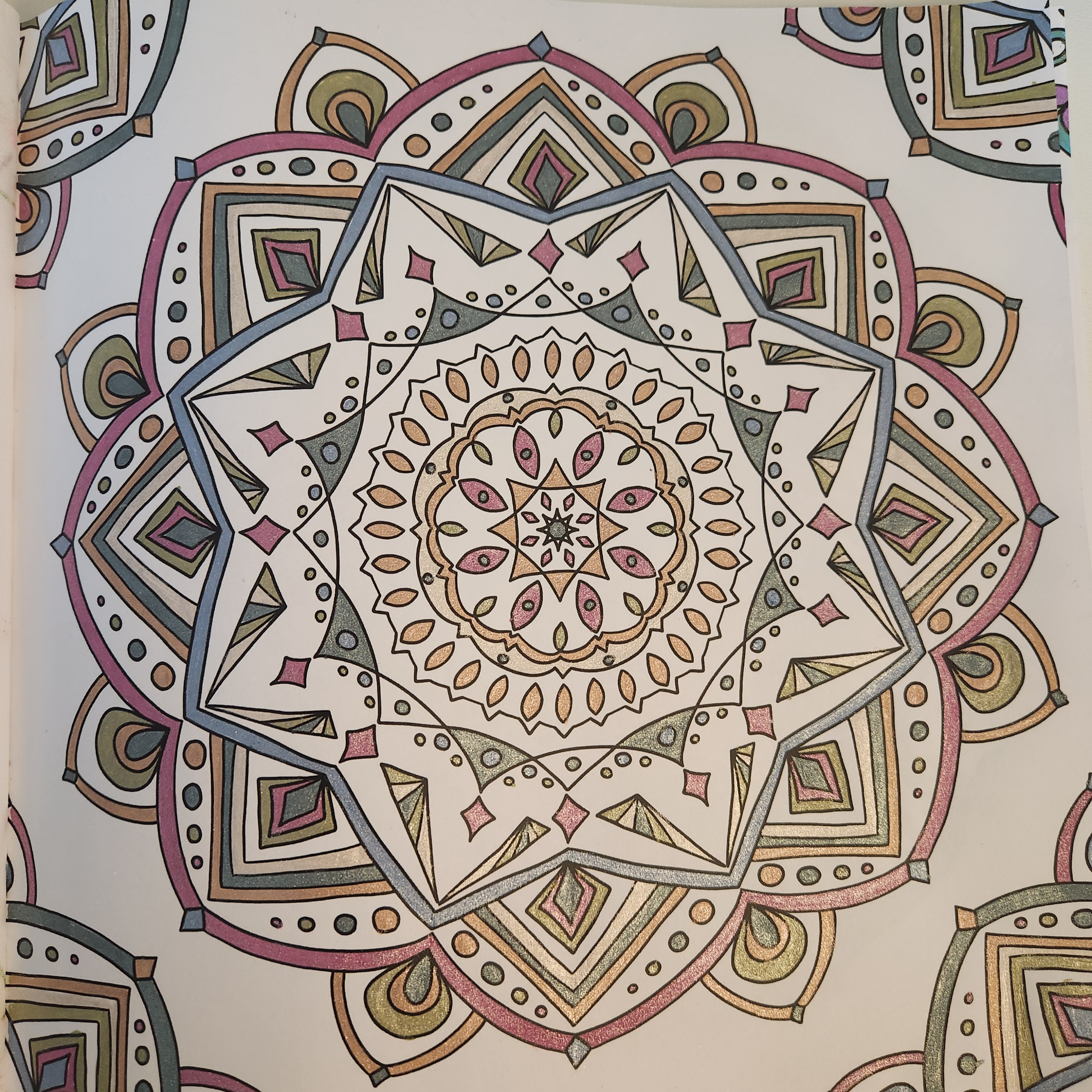 Adult Coloring mandala Languo glitter gel pens