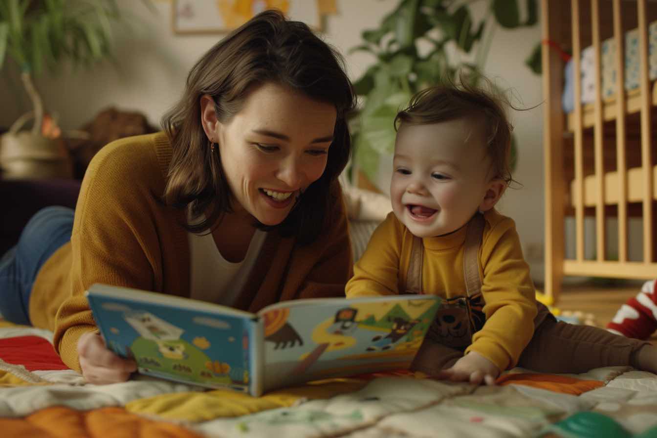 babysitter entertaining a young child
