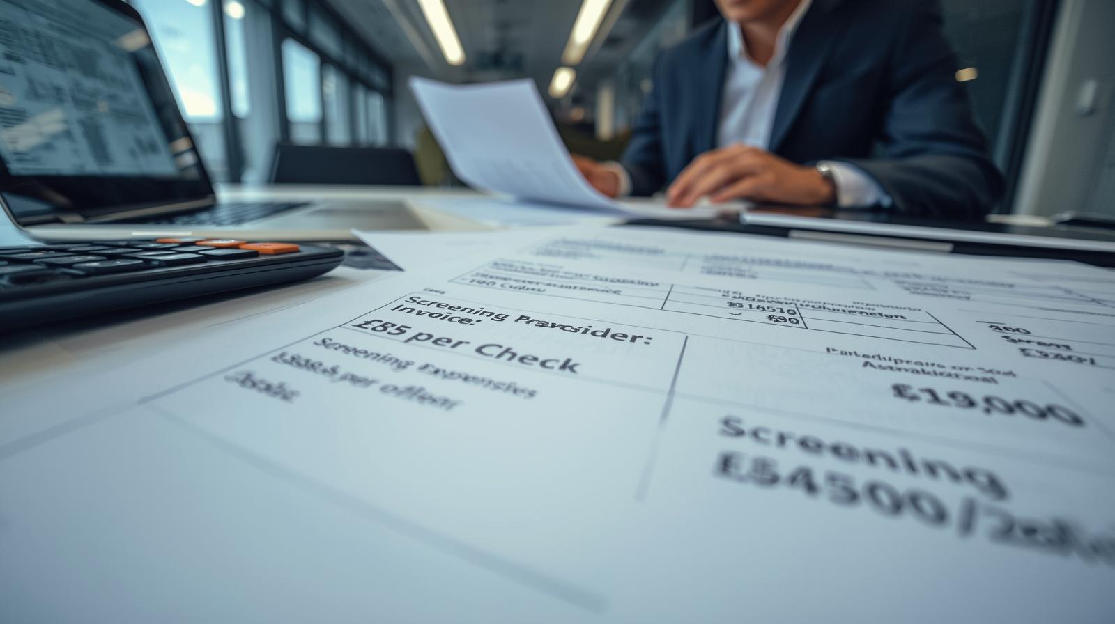 Security manager calculating screening costs