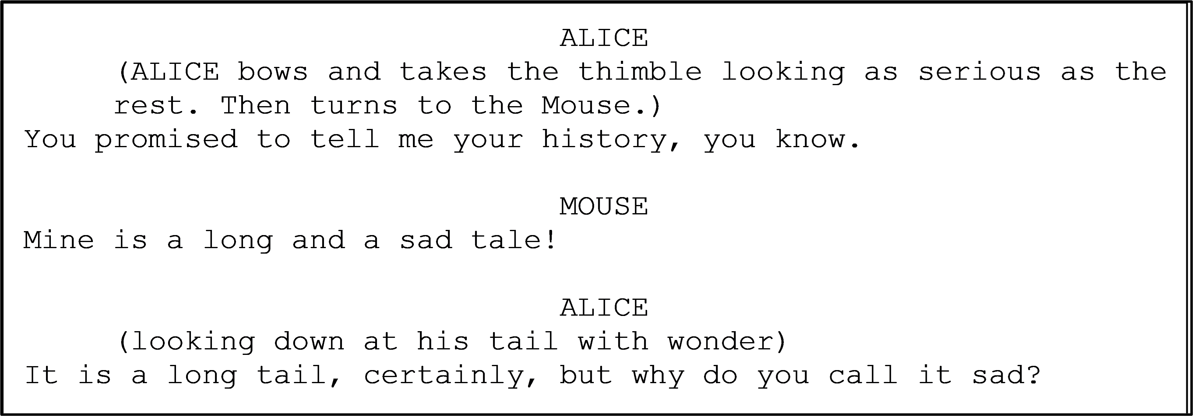 Alice's Adventures in Wonderland script example
