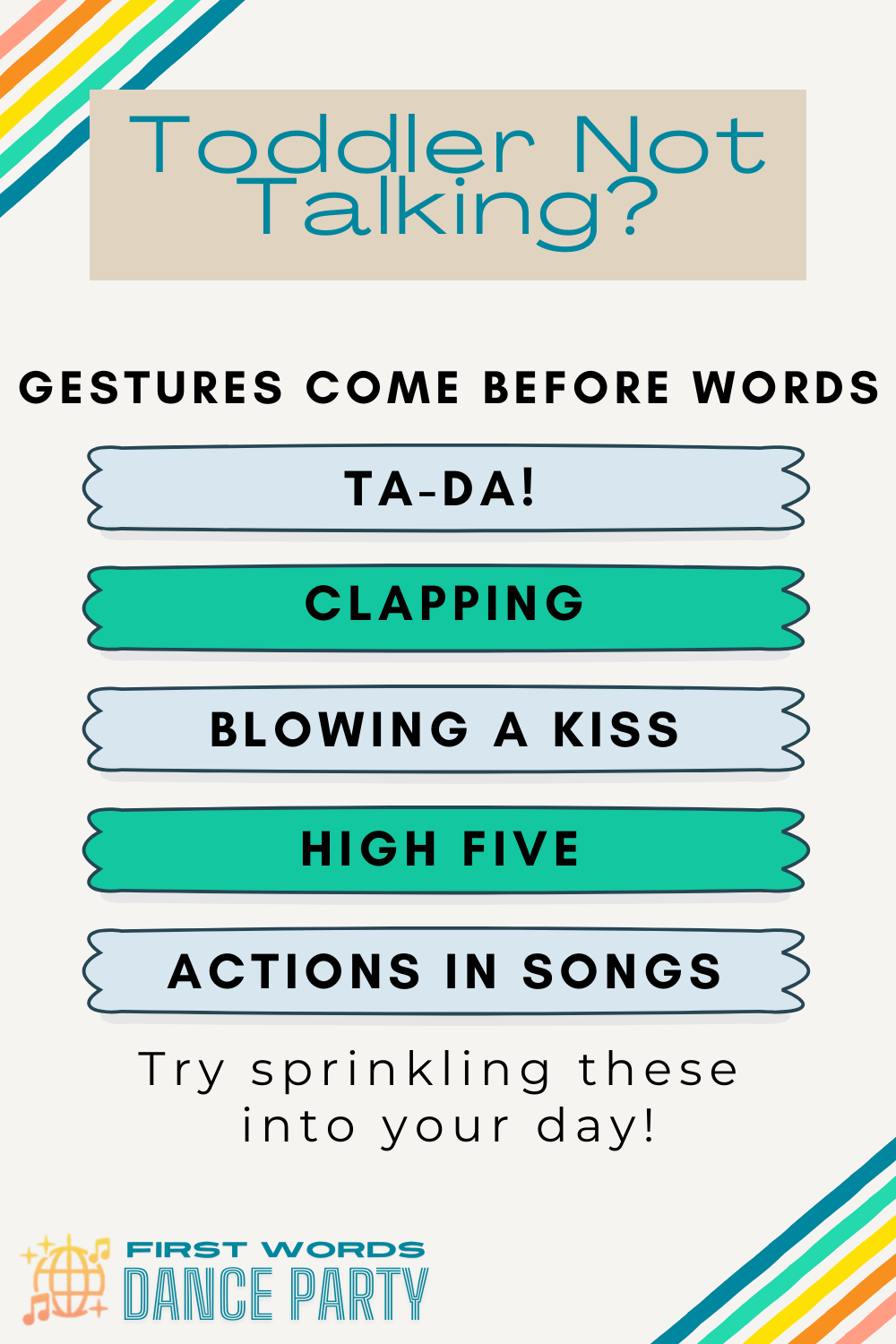 Important gestures for receptive language milestones