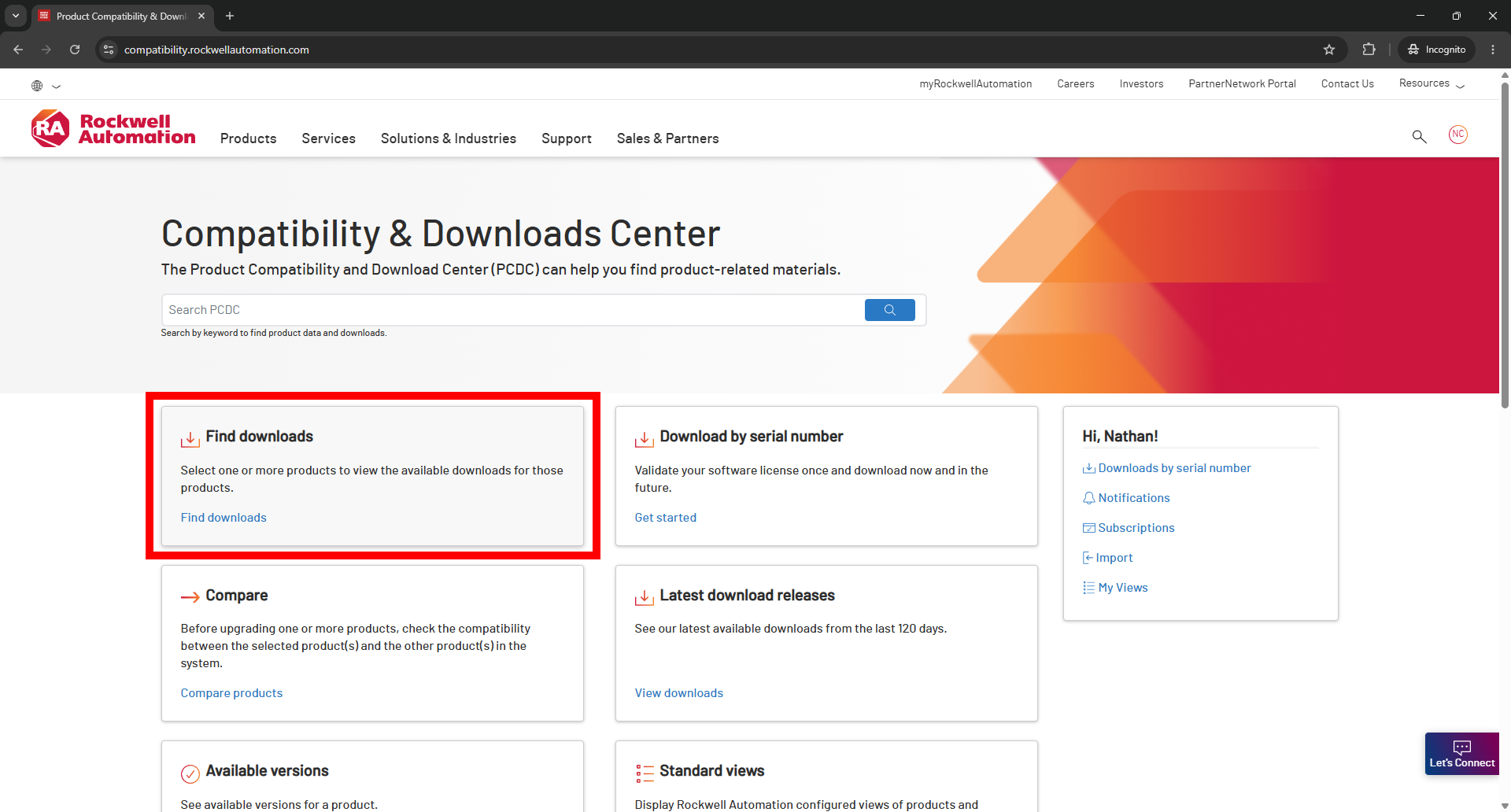 Navigate to the Download Center