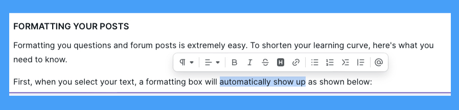 Formatting