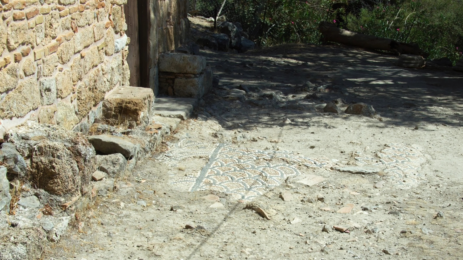 Foundation of early Christian basilica with mosaic floor, Lissos Crete Greece