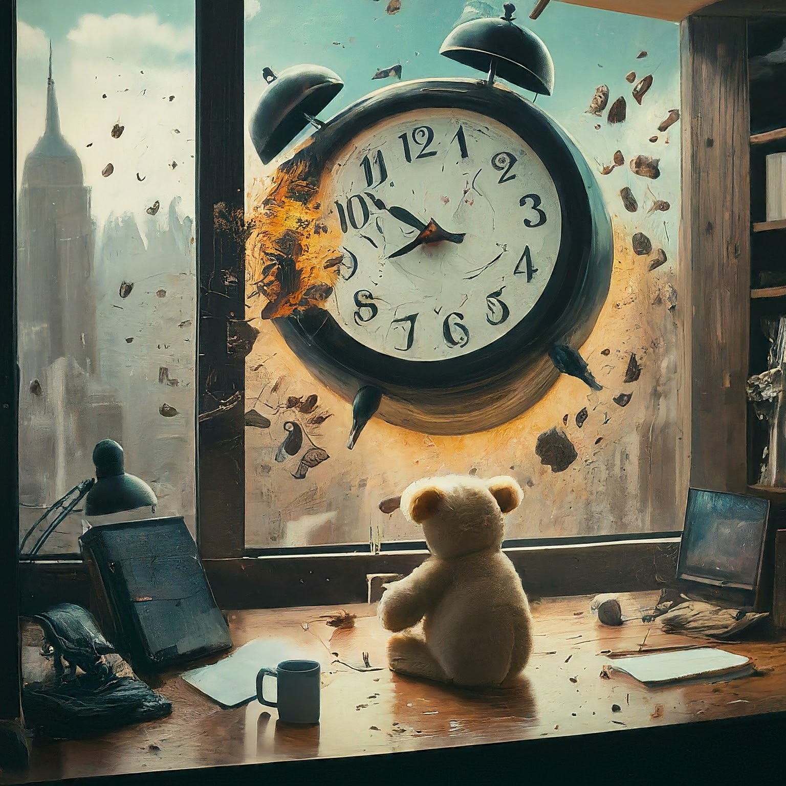 Bear looking out a window