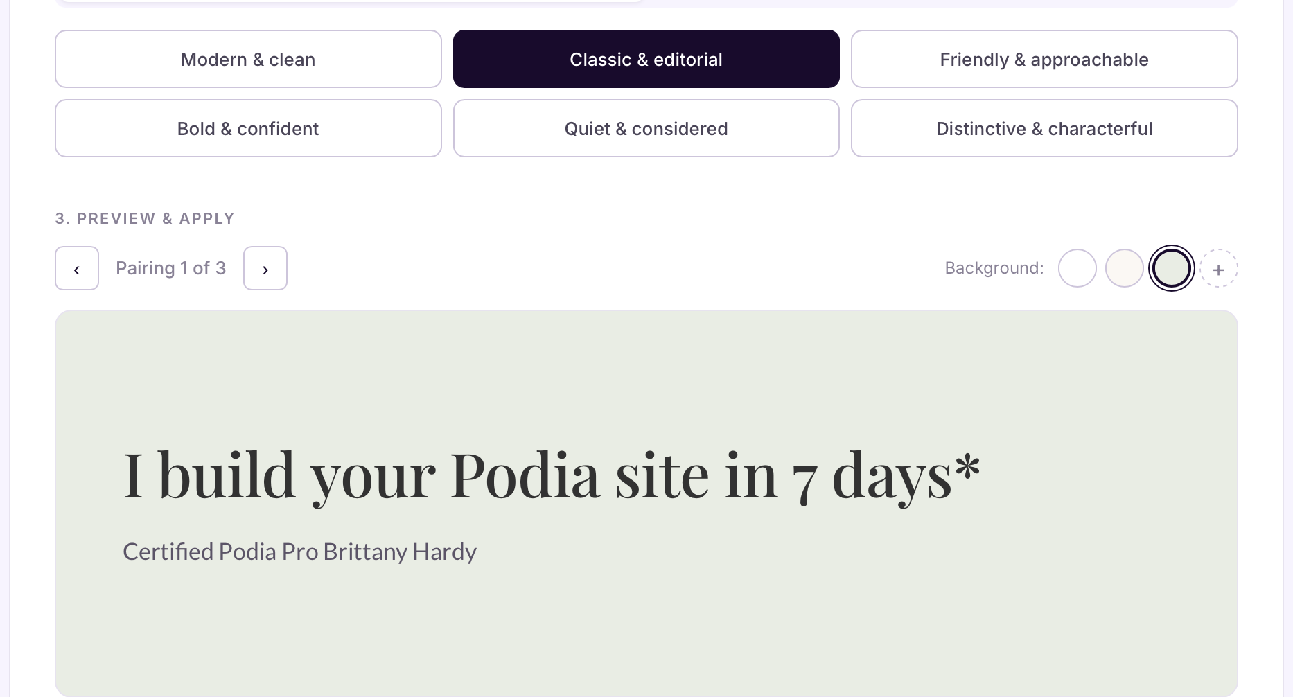 podia font selector preview tool