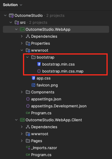 Delete bootstrap inside wwwroot