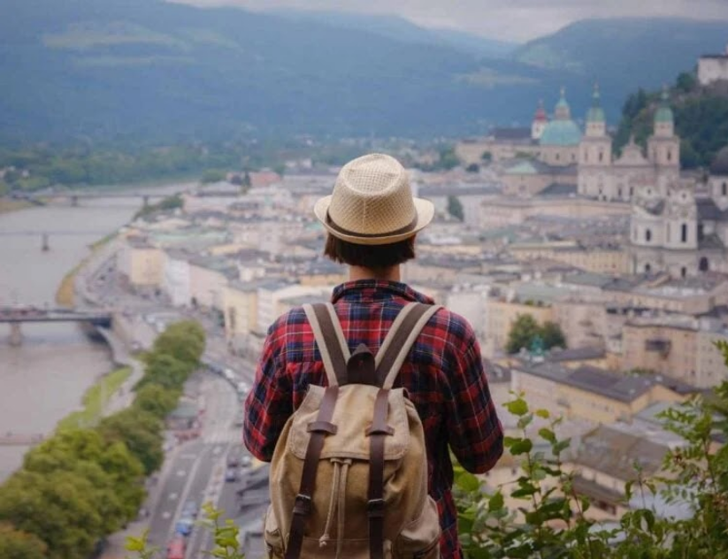 Walking through cultural destination embracing slow intentional travel