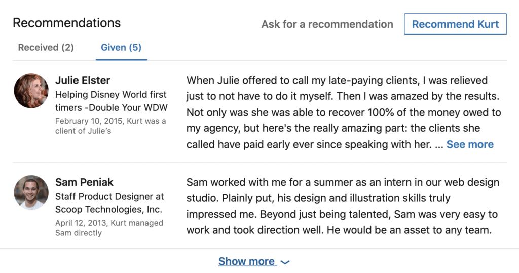 LinkedIn Profile Tips - Give 5 Recommendations to Get 1