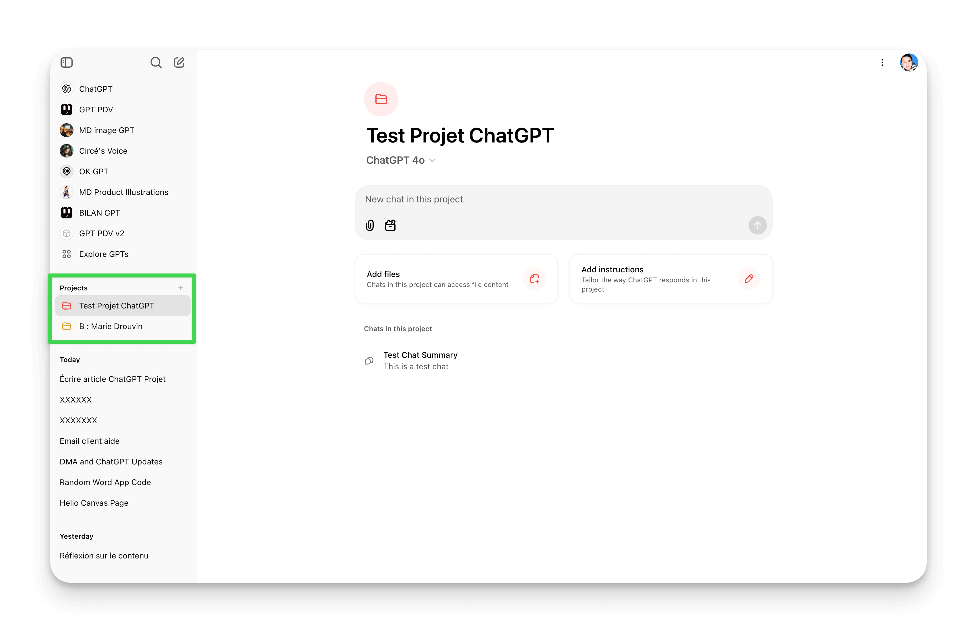 Comment créer un projet sur ChatGPT