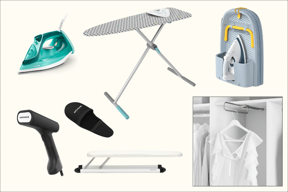 Fer à repasser Philips - Table à repasser  - Table pliante Joseph Joseph - Jeannette - Défroisseur vertical SteamOne - Gant de protection pour défroisseur - Tringle télescopique