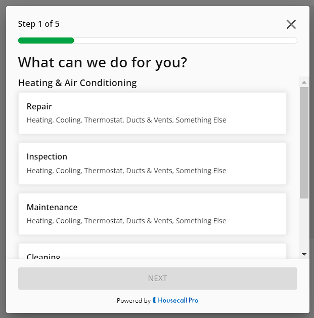 Appointment Booking Screenshot Housecall Pro