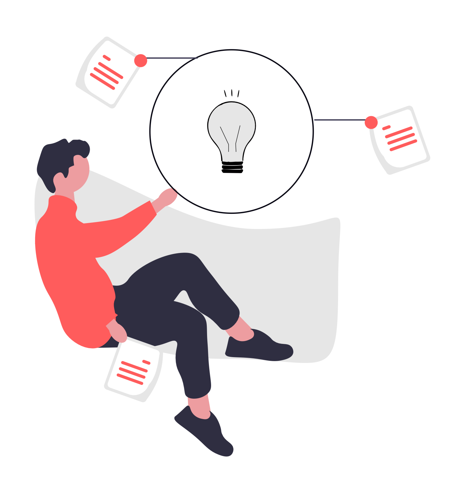An illustration of a person reviewing ideas
