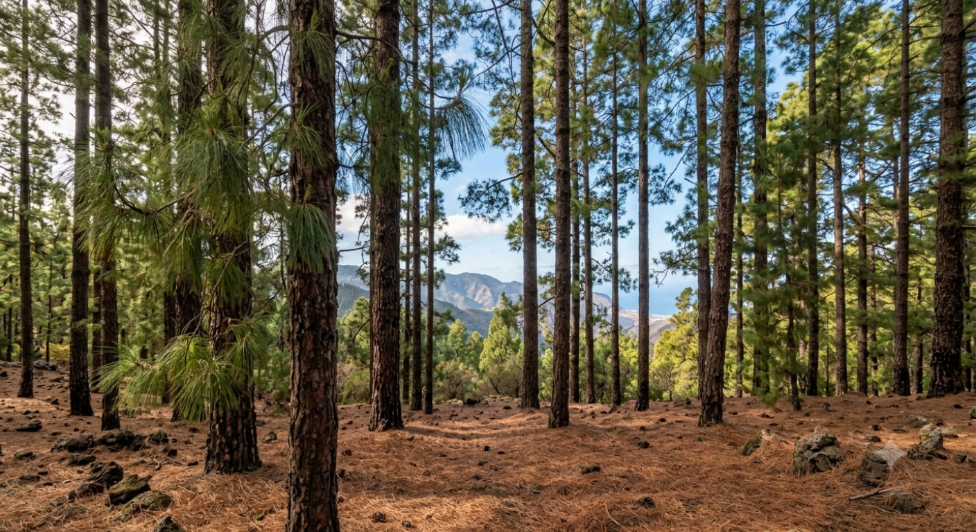 Dennenbos met Canarische dennen (Pinus canariensis)