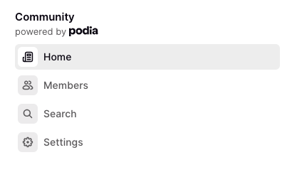Screenshot of Podia’s community layout or a discussion thread between members