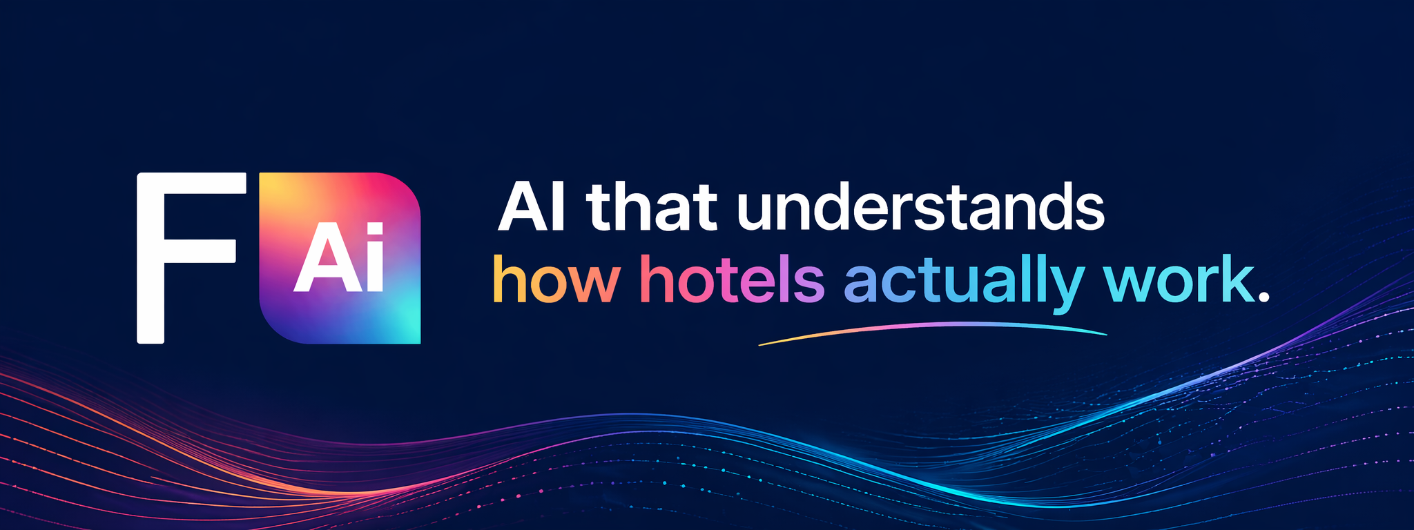 Graphic for FAI Consultancy slogan 'AI that understands how hotels actually work'