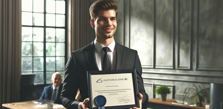 Obtention certificat de formation photorealisme en architecture 3D 