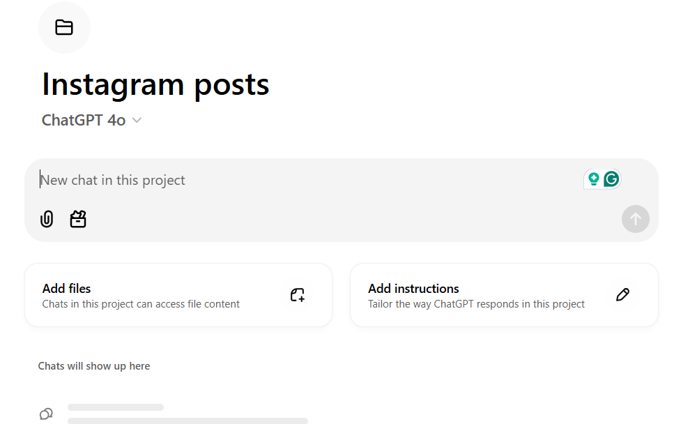 screenshot of Projects in ChatGPT 
