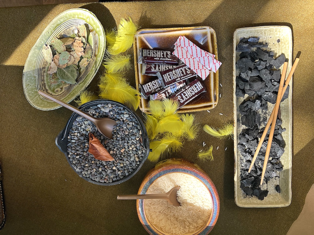 Supplies for LitWits sensory narrative arc activity for The House of Sixty Fathers by Meindert DeJong