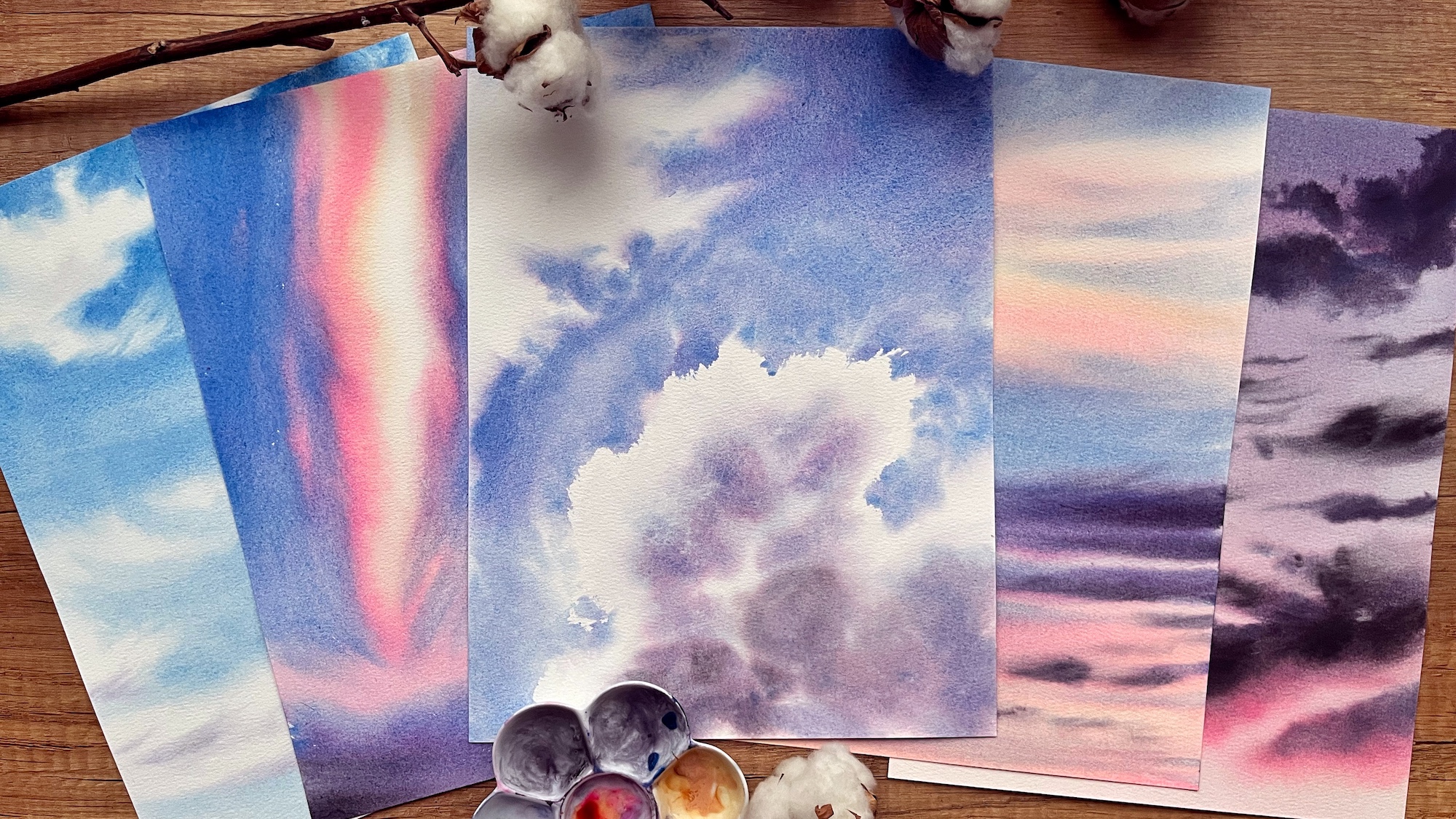 Watercolor Paintings Collection of Dreamy Skies