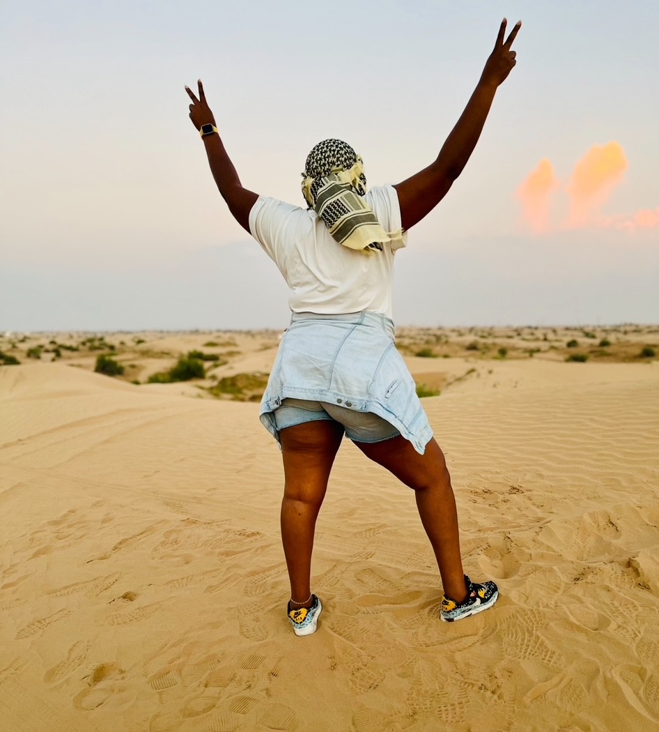 A woman finding peace and transformation in her new way of travel