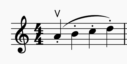 violin up bow staccato notation