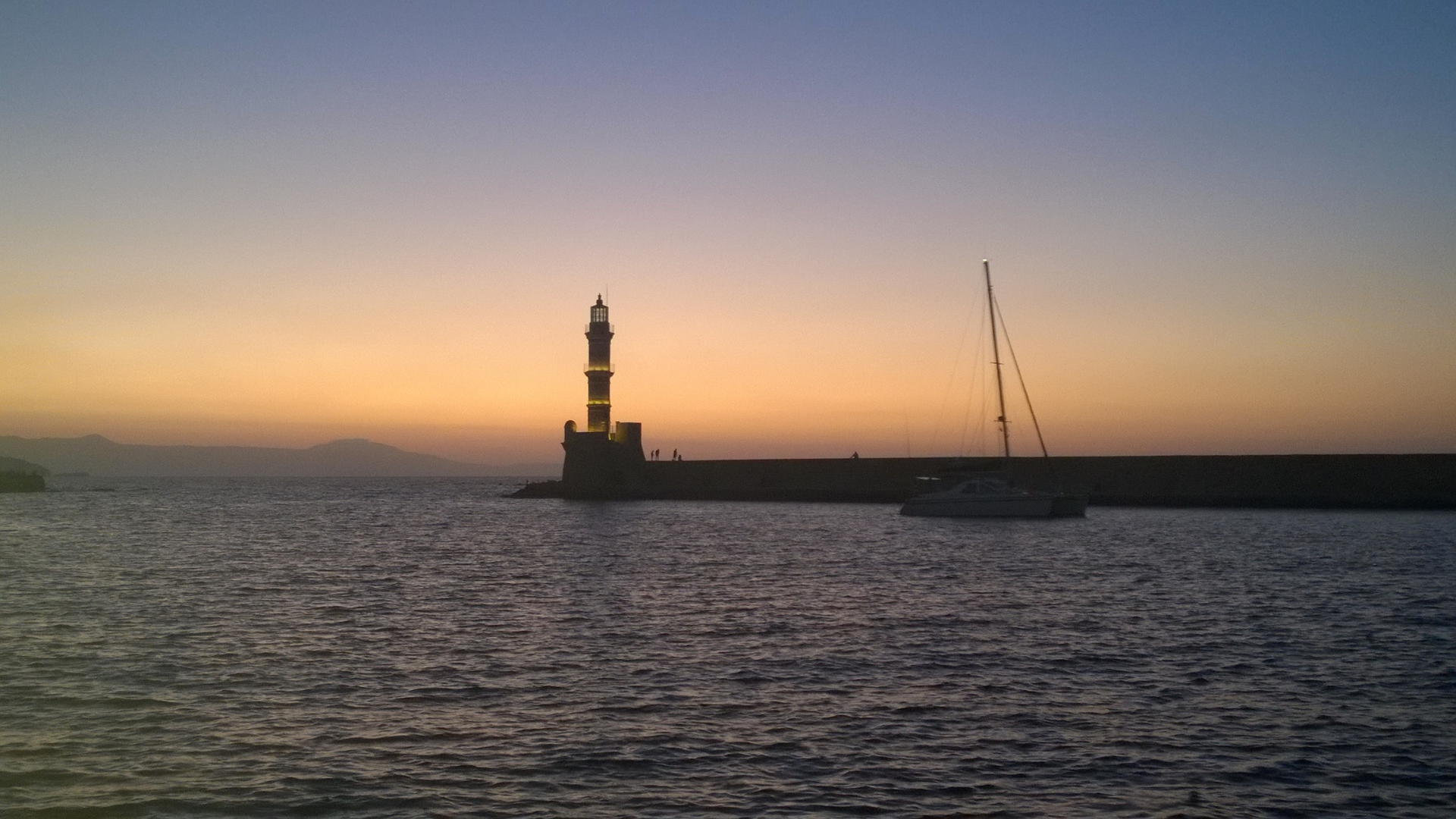 Sunset in Old Town Harbour Chania