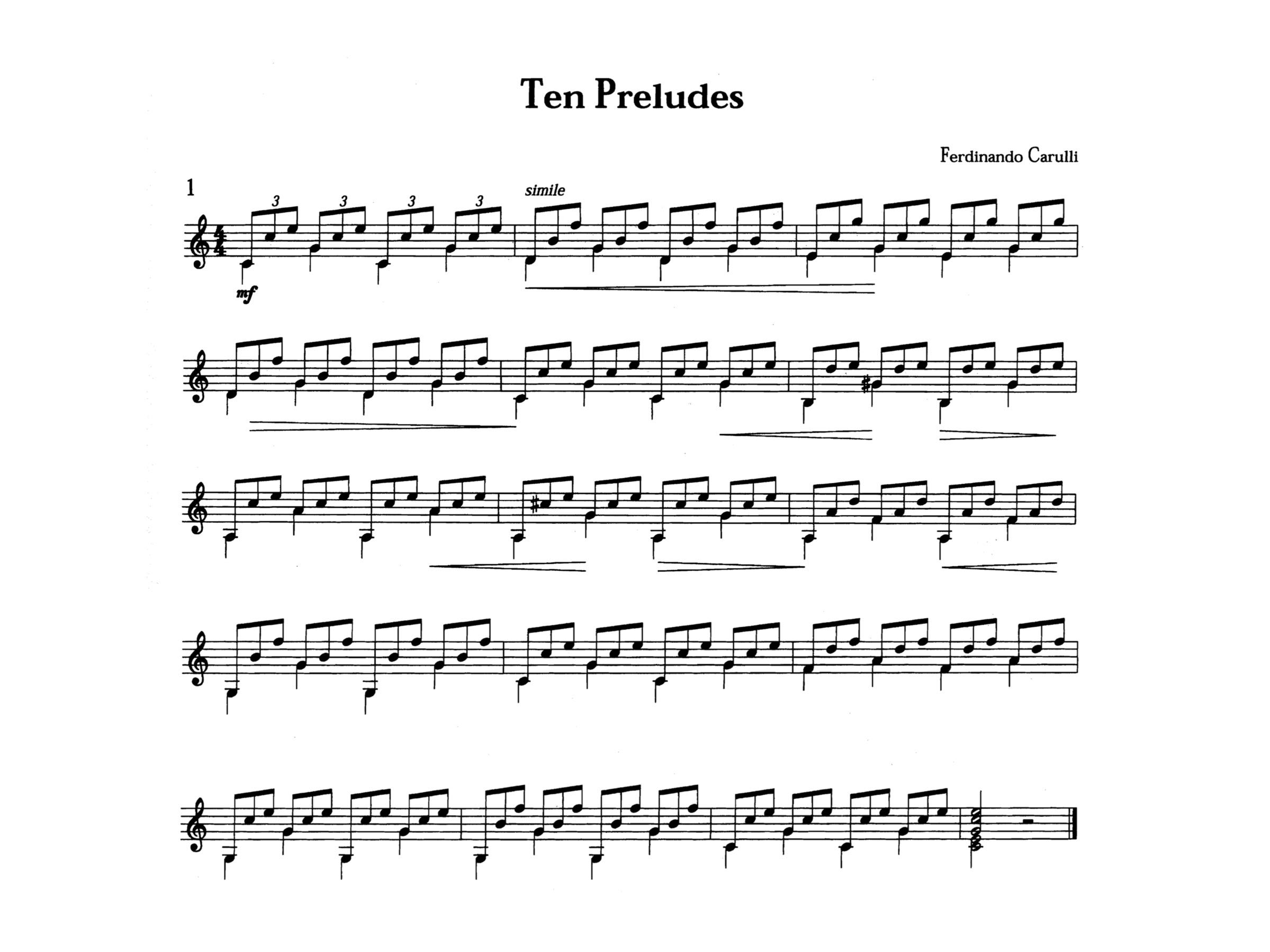 Score- Ferdinando Carulli - Prelude No.1 in C Major From Op.114