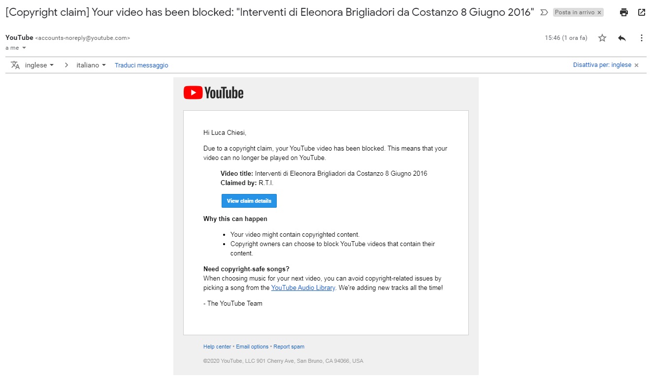 Eleonora Brigliadori - Disputa con RTI  agosto 2020