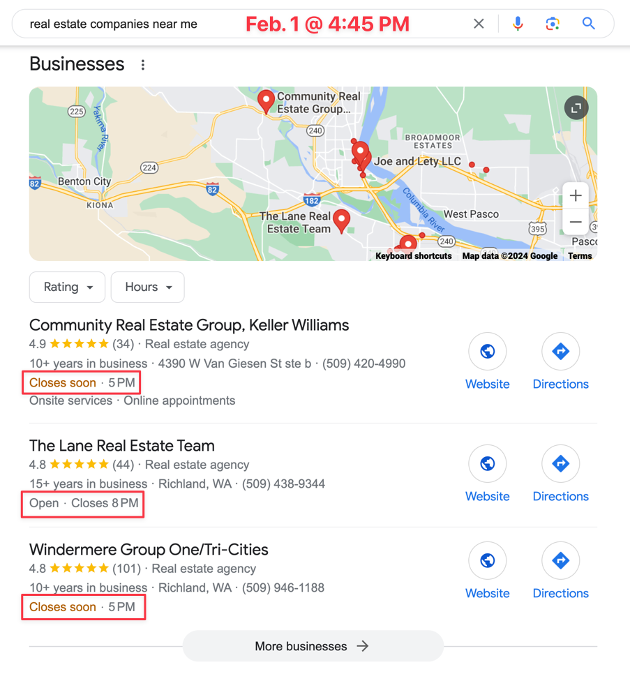 screenshot of Google search results