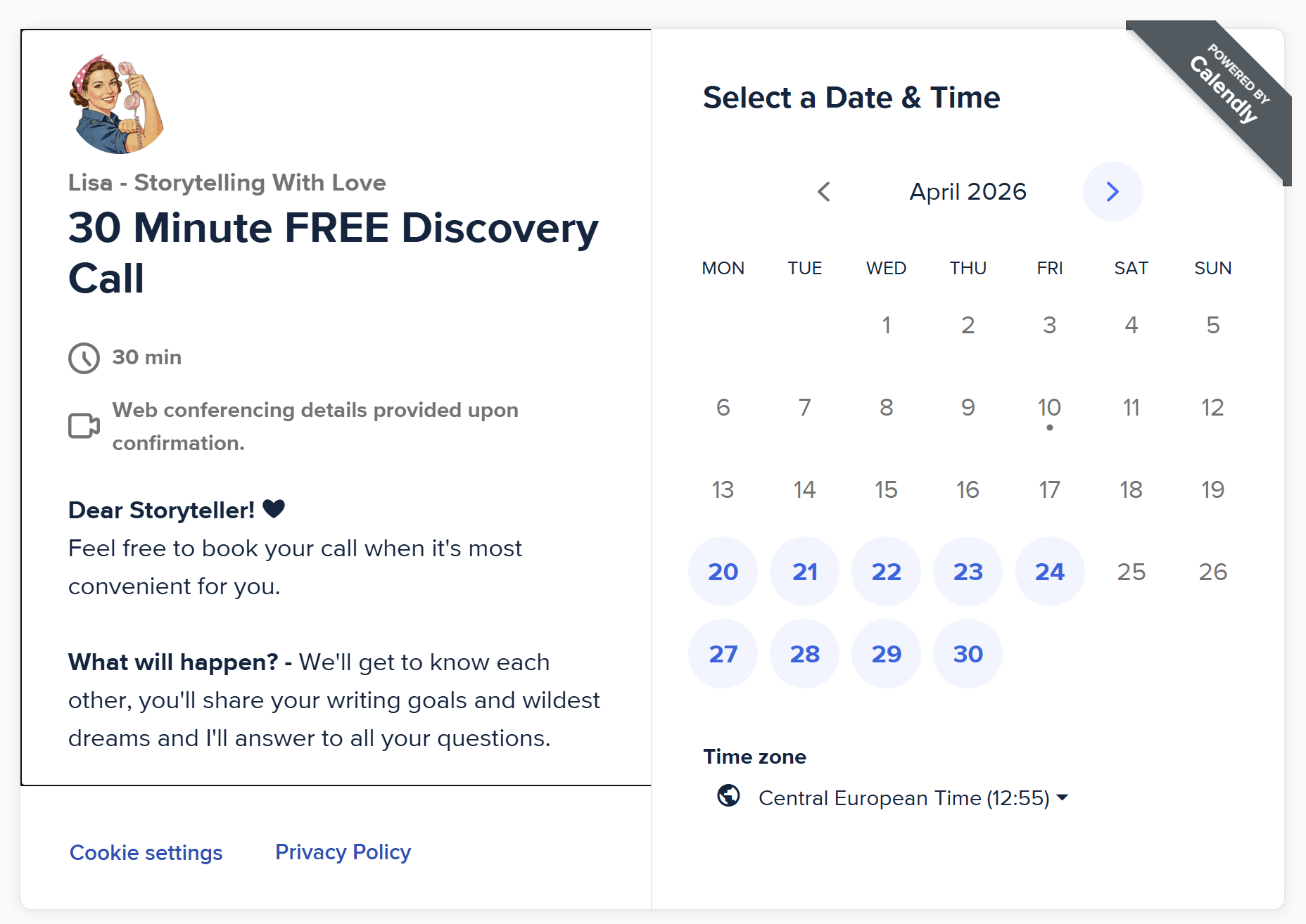 SWL Calendly Discovery Call Booking Page