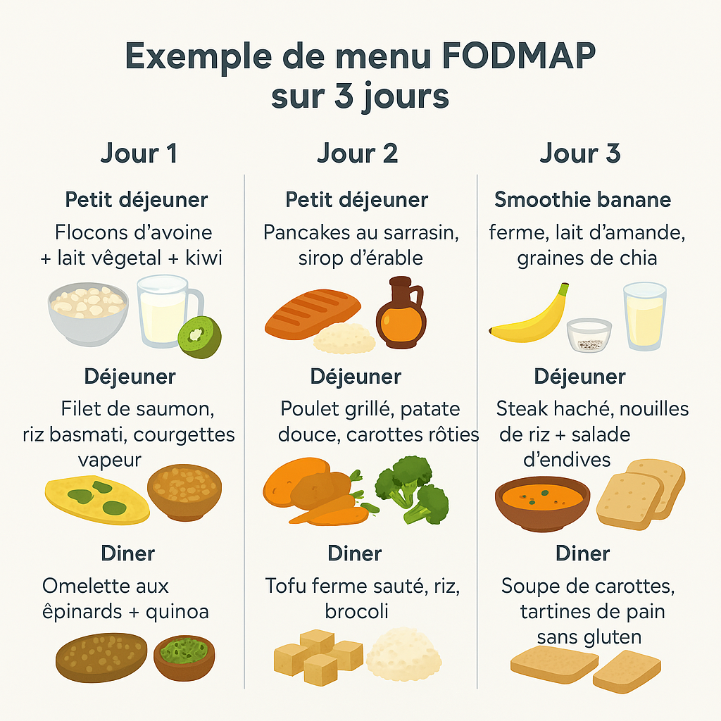 Exemple de menu FODMAP sur 3 jours