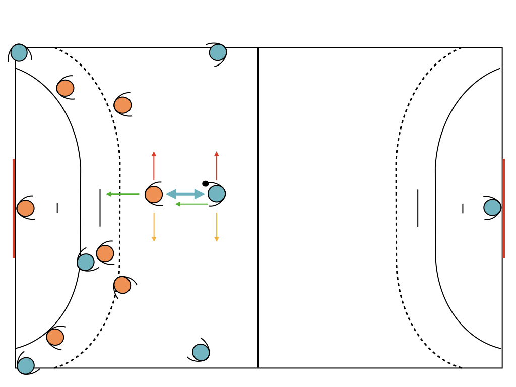 Contrôler un attaquant en défense handball, techniques de gestion de distance.