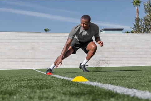agility cones with athlete
