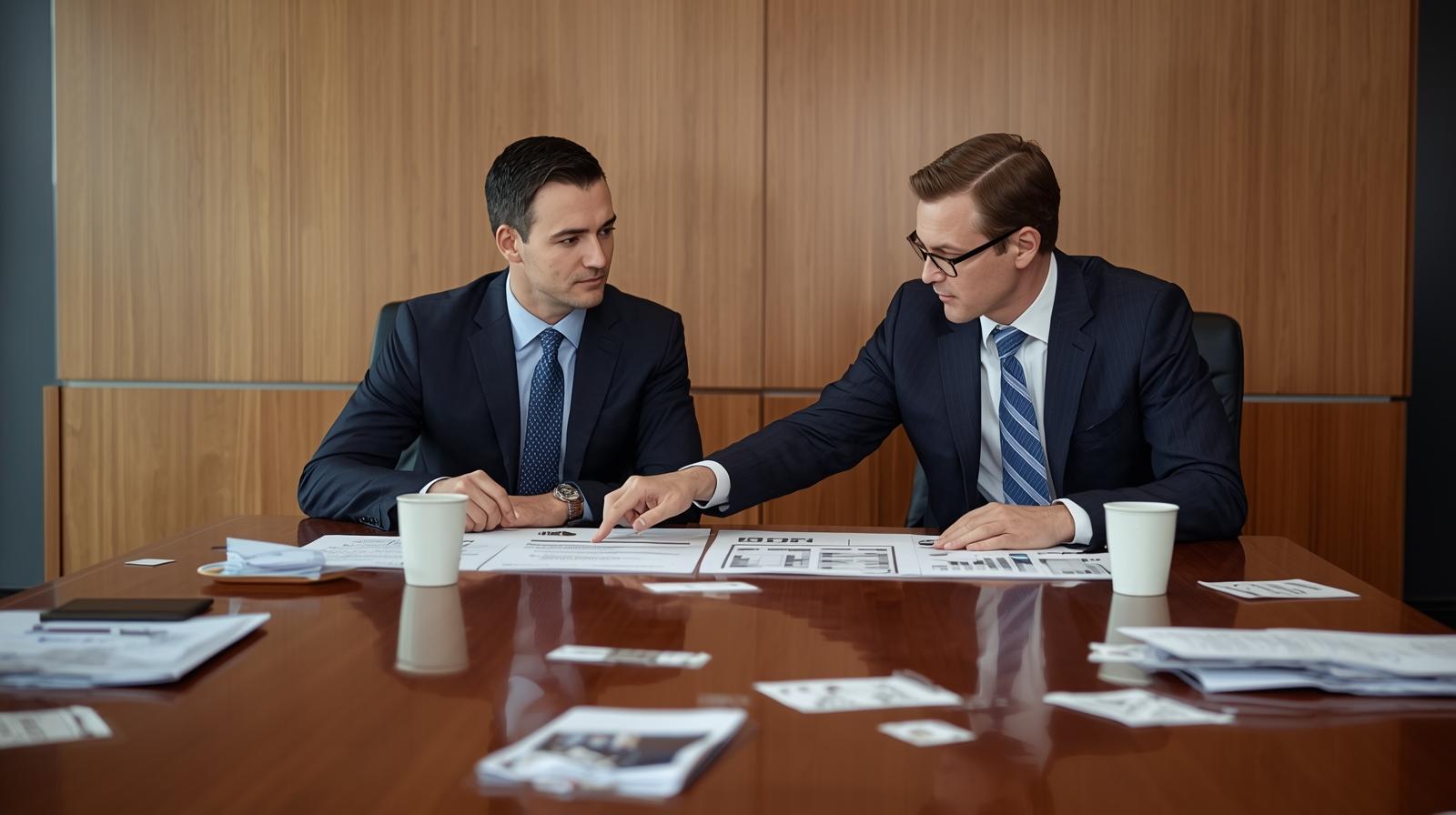 Business meeting discussing screening compliance