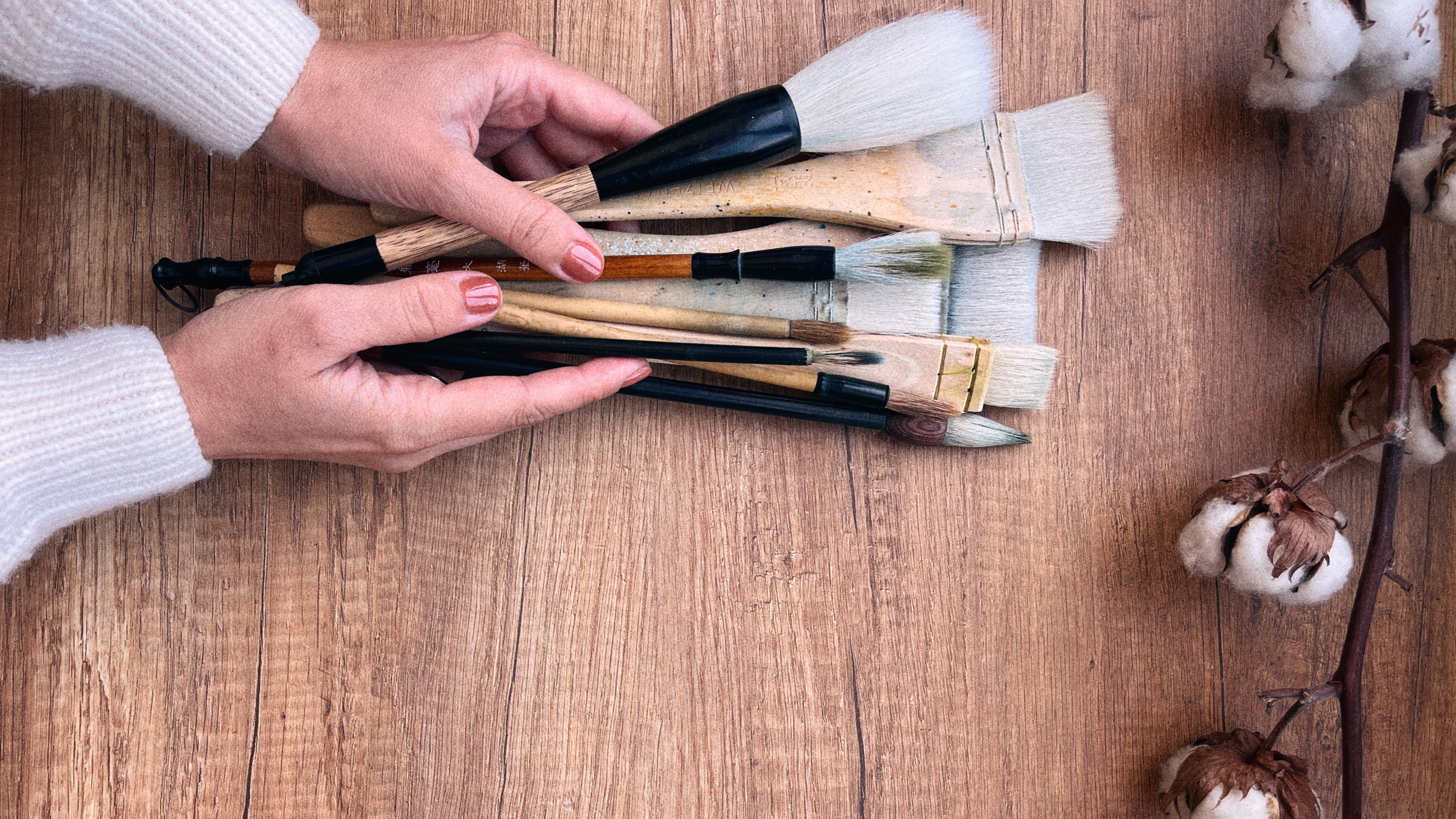 Flatlay with Variety of Brushes