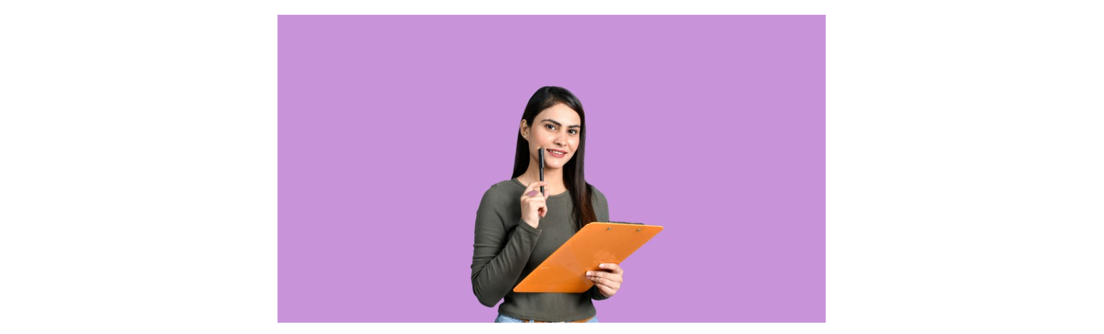 woman holding clipboard
