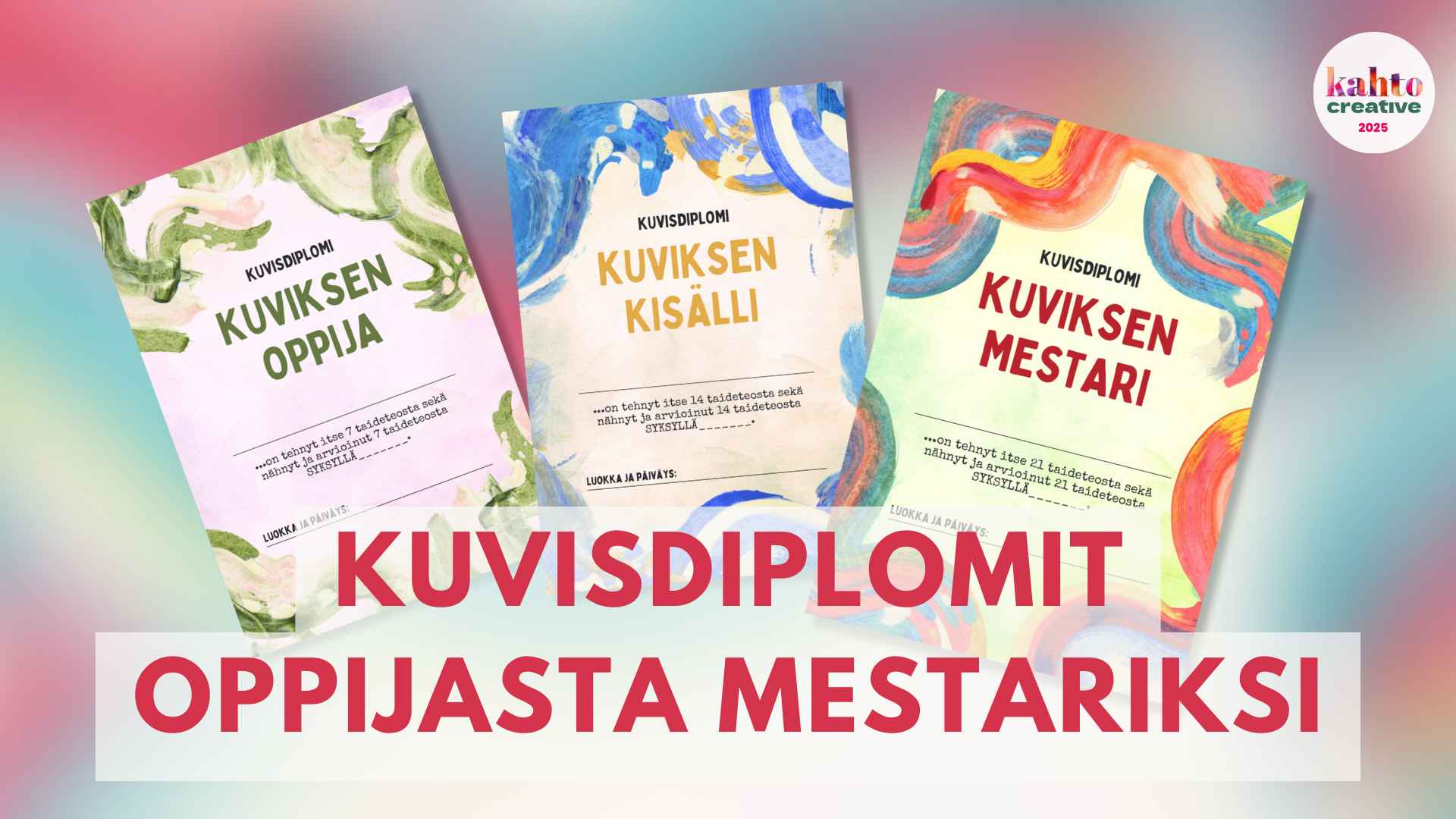 Kolme erilaista kuvisdiplomia alakouluun