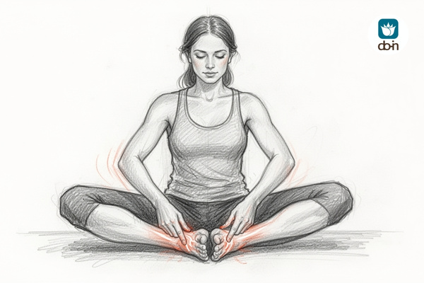 zelfmassage-binnenzijde-been.jpgVrouw voert Do-In zelfmassage uit langs de Levermeridiaan — binnenzijde been, oefening thuis