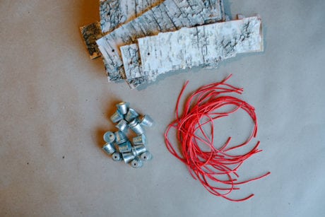 Supplies for the barchmark bookmark project from LitWits Workshops - creative hands-on idea for teaching THE BIRCHBARK HOUSE by Louise Erdrich