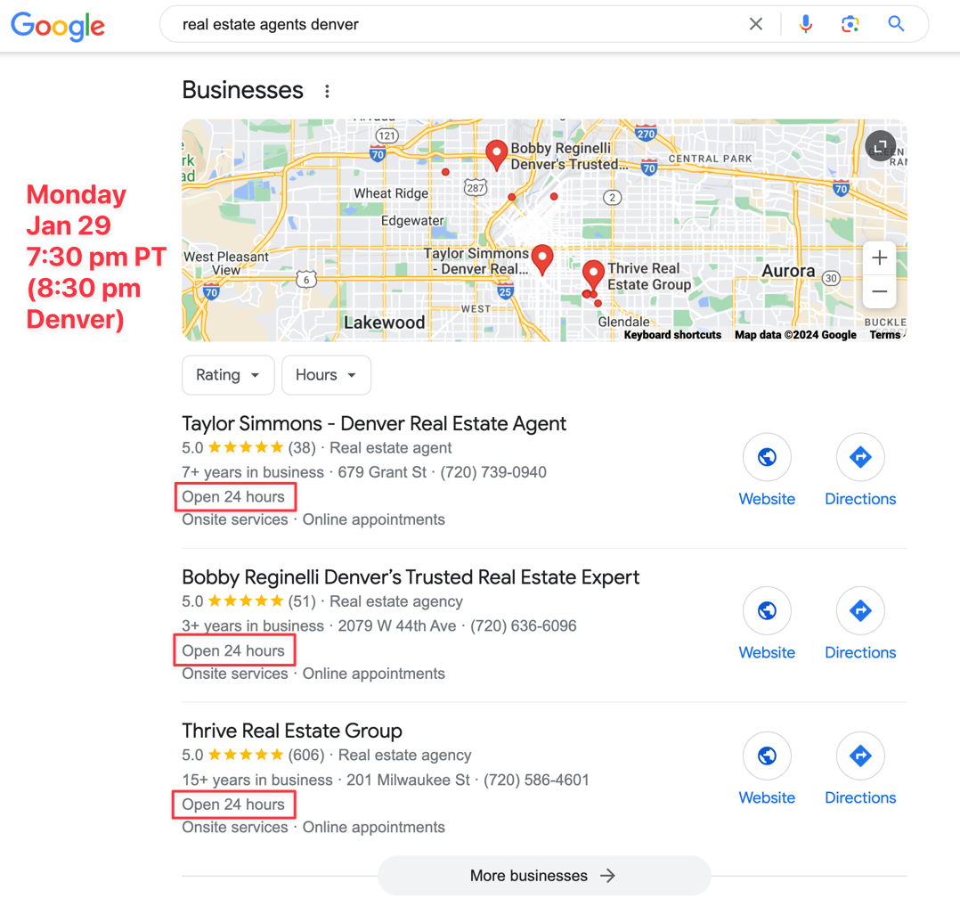 screenshot of Google's search results
