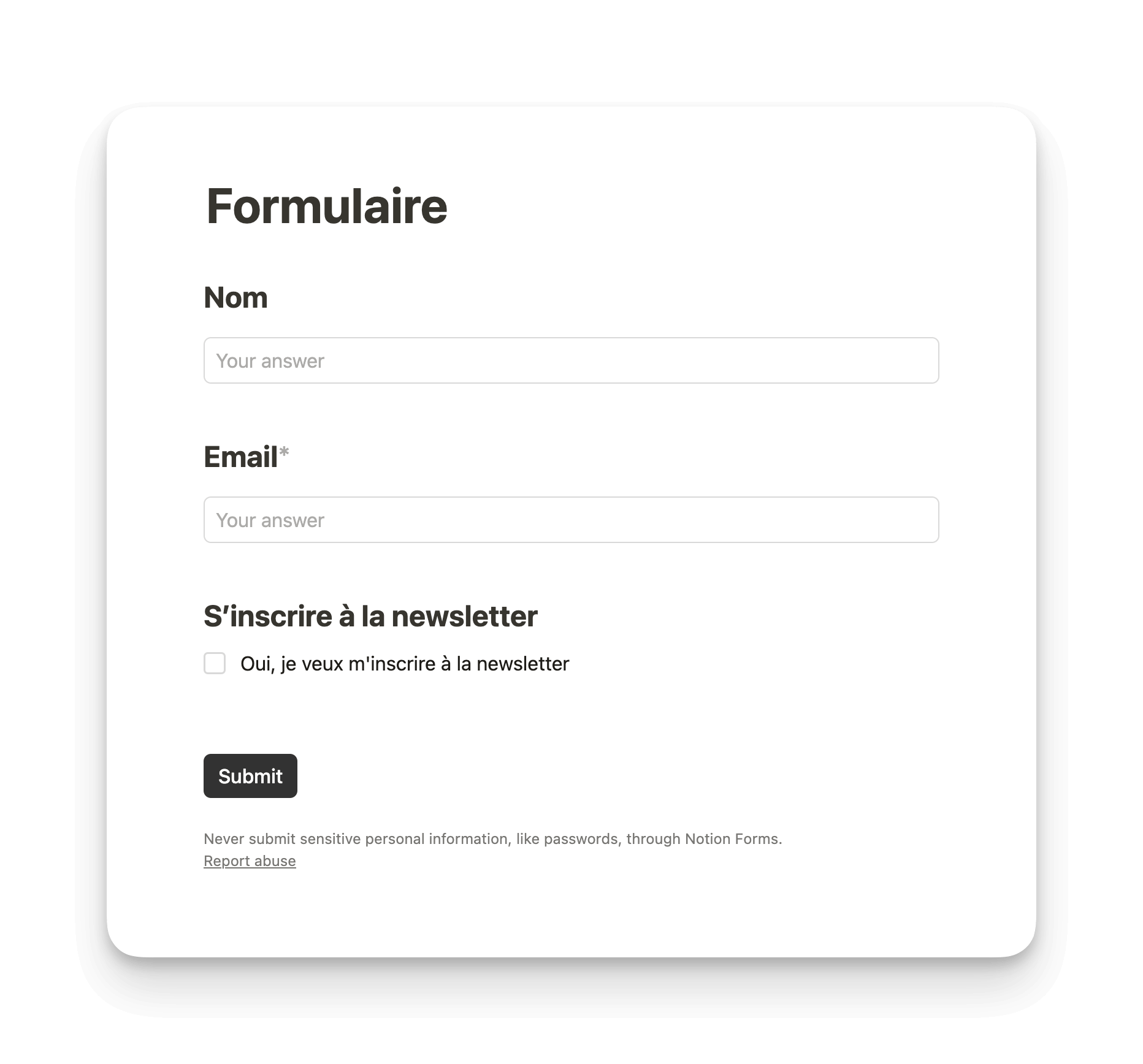Comment créer un formulaire sur notion