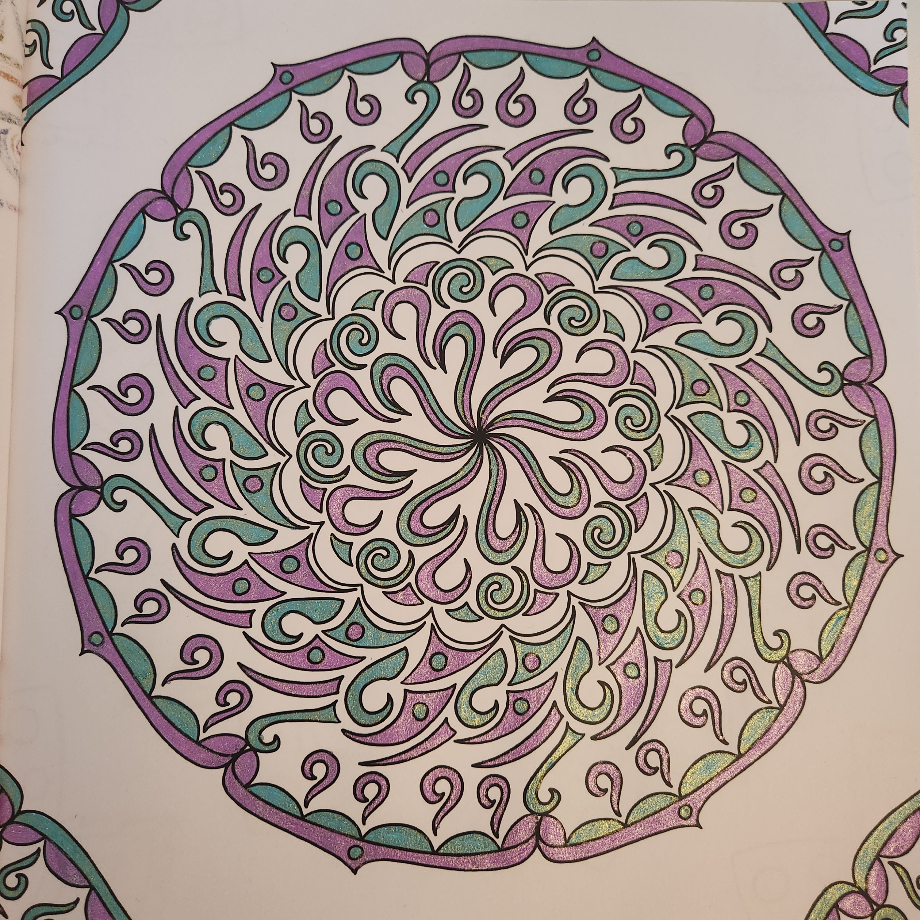 Adult Coloring mandala Languo glitter gel pens