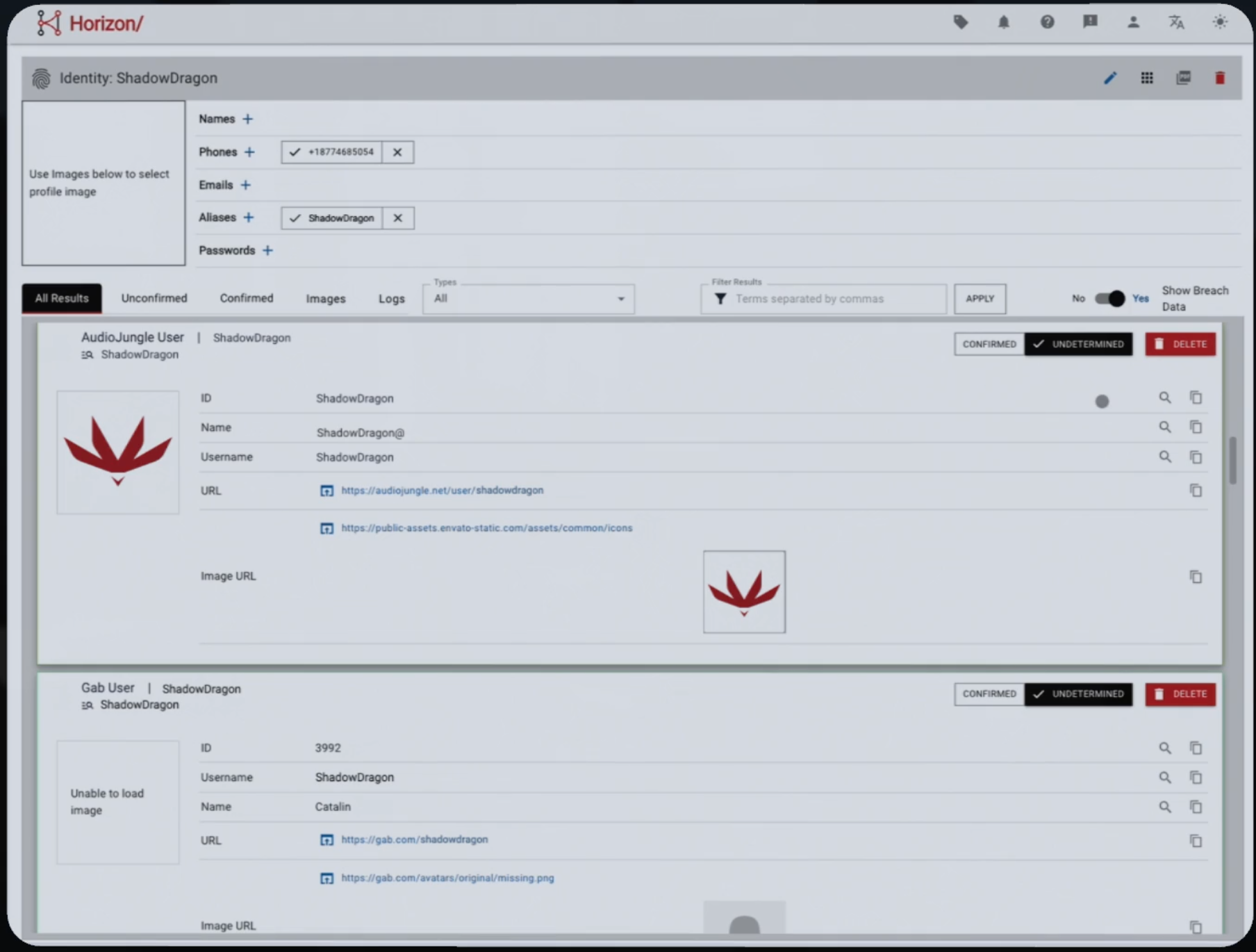 Shadow Dragon Horizon Identity herramienta OSINT